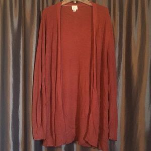 Rust colored long cardigan sweater